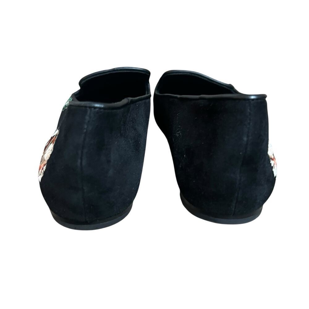 Natori Women's Black Edda Suede Embroidered Floral Loafers Size 9.5 Slip On - Picture 11 of 12